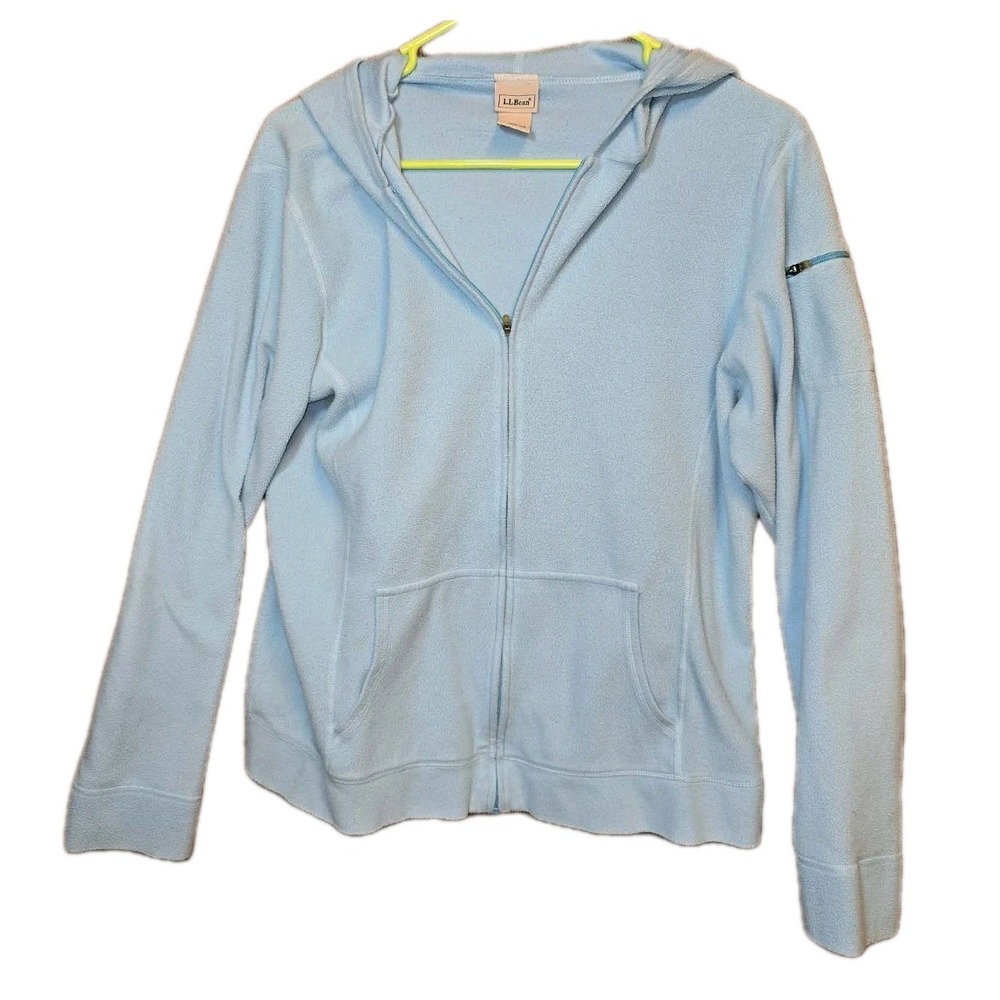 L.L.Bean Full Zip‎ Hoodie Light Blue Women's Large GUC Classic Casual 🧥